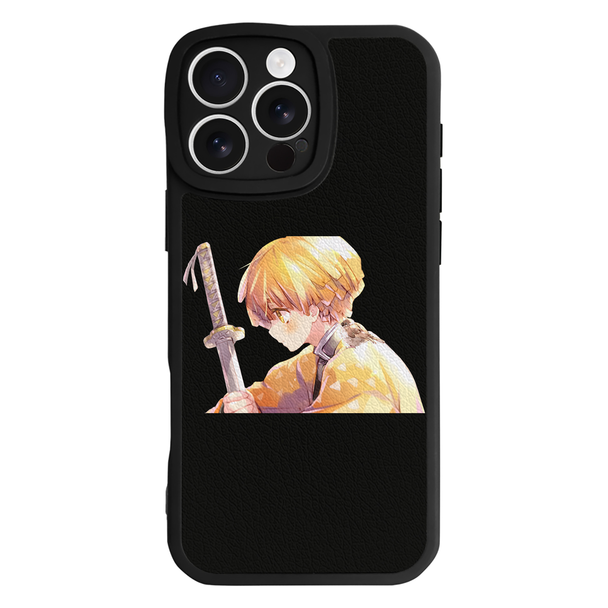 （画像用） 鬼滅の刃（きめつのやいば）我妻 善逸／あがつま ぜんいつ Agatsuma Zenitsu 【iPhone 16シリーズ対応】シリコンスマホケース（レザー調） 材質：シリコン